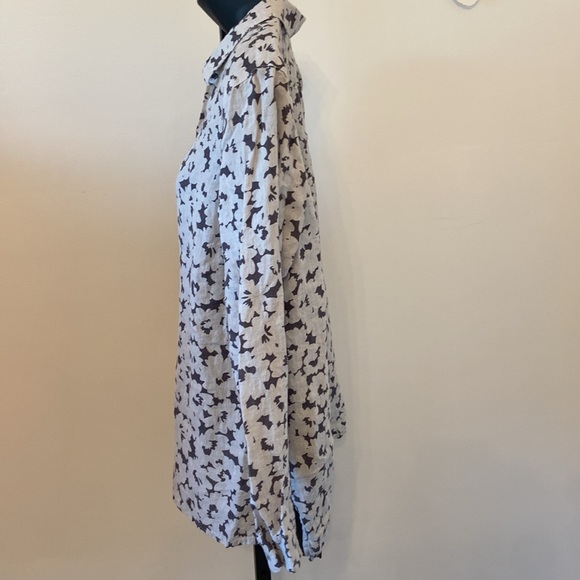 J JILL Love Linen Essential Shirt Size Medium Long Sleeve Button Up Gray - Picture 3 of 7